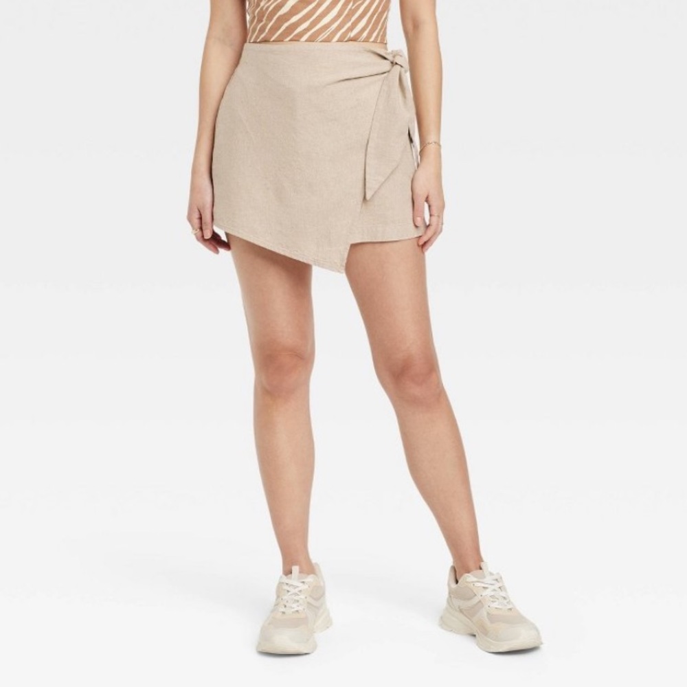 A New Day High-Rise Pull-On Beige Linen Skort - Size 6